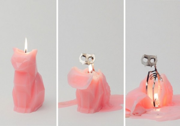 可愛寵物造型的蠟燭熔化變成驚悚骨骸！3
