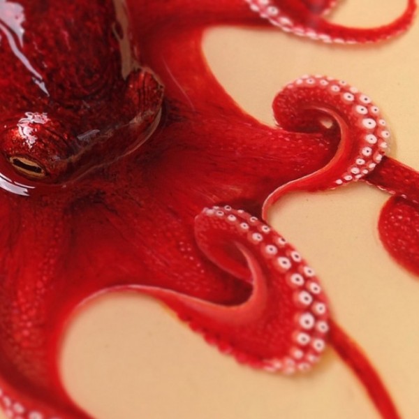 章魚活生生的被畫在盤子之中5