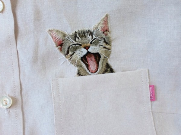 母愛限定！日本媽媽應兒子要求織了口袋裝貓咪的襯衫2