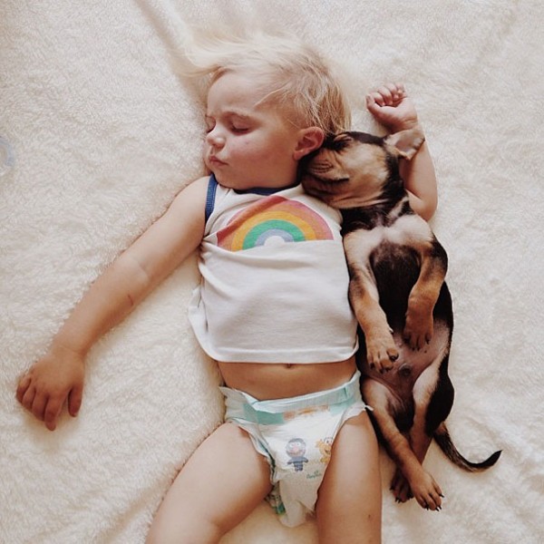 萌度超標！小孩和小狗每天一起睡午覺1